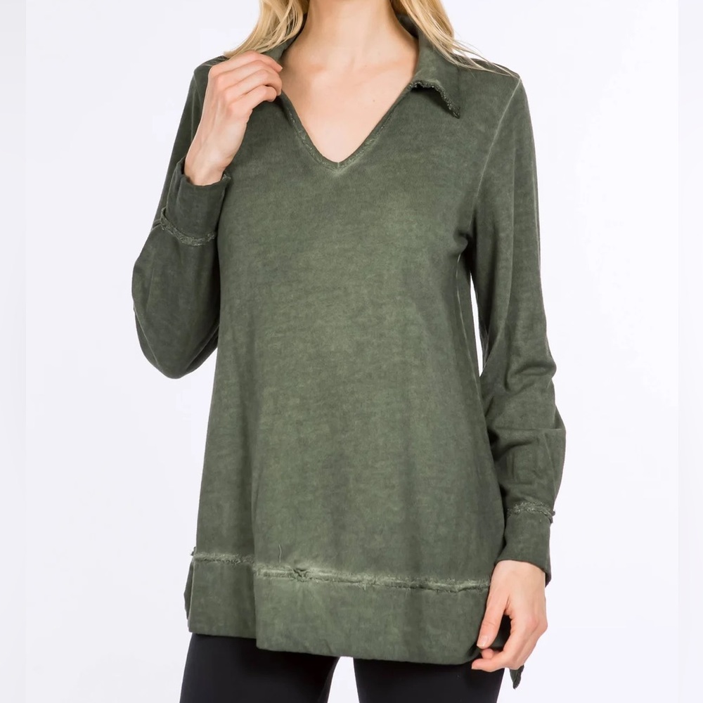 Oil Washed Split Neck Tunic